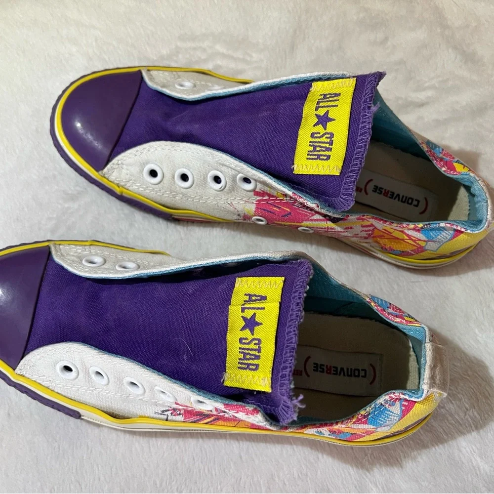 Converse RED edition; Colorful Low-Top Canvas Sneakers Purple Toe - Picture 3 of 6